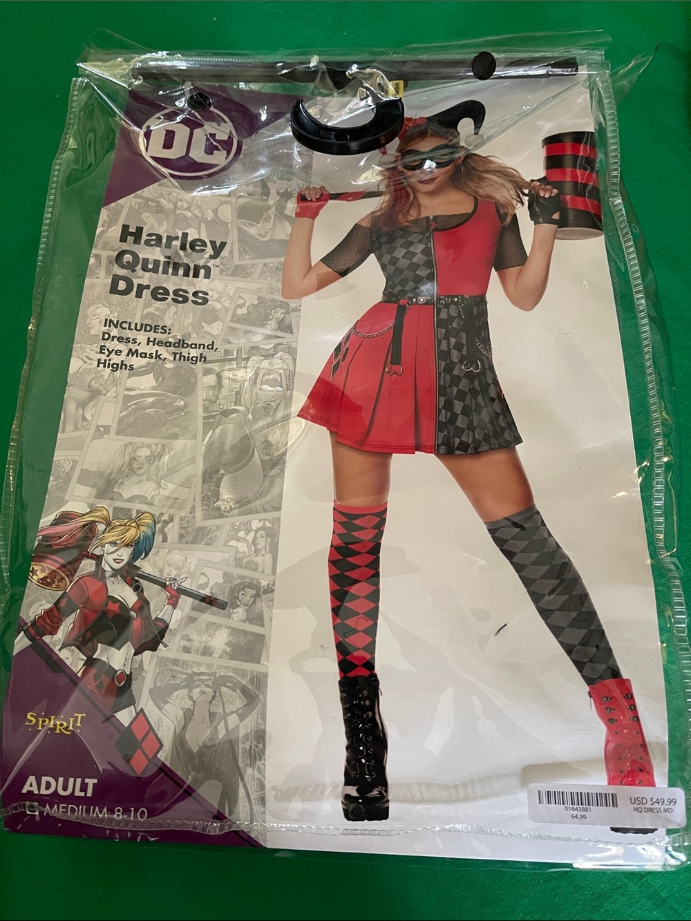 DC Harley Quinn Two-Tone Red and Black Dress Costume